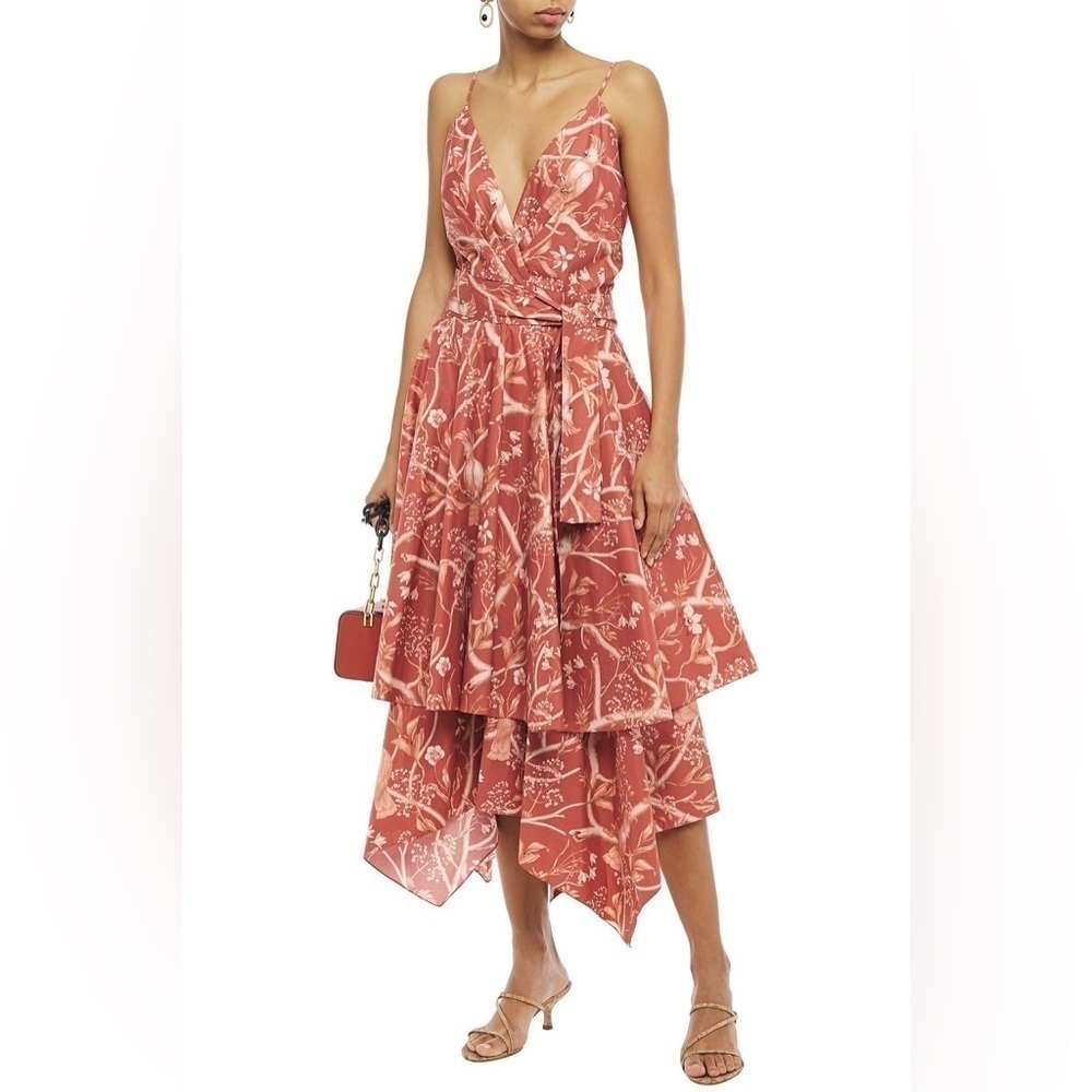 JOHANNA ORTIZ Cacatua belted layered floral-print cotton-poplin midi dress 6